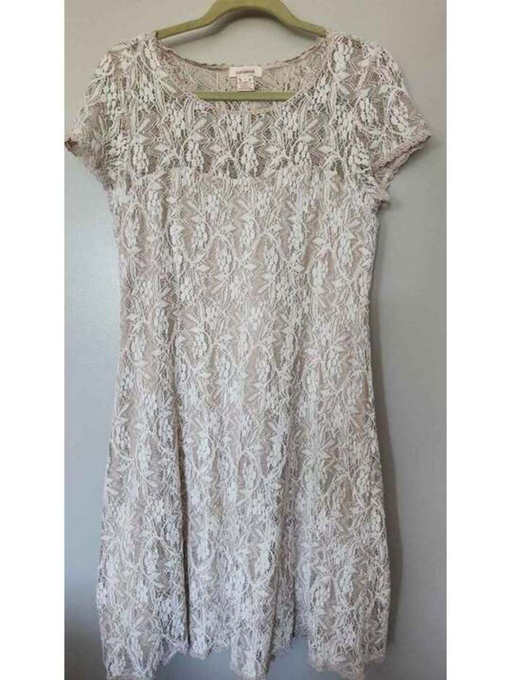 Women's Cotton Sundance Brand Eggshell Midi Lace Dress Size L